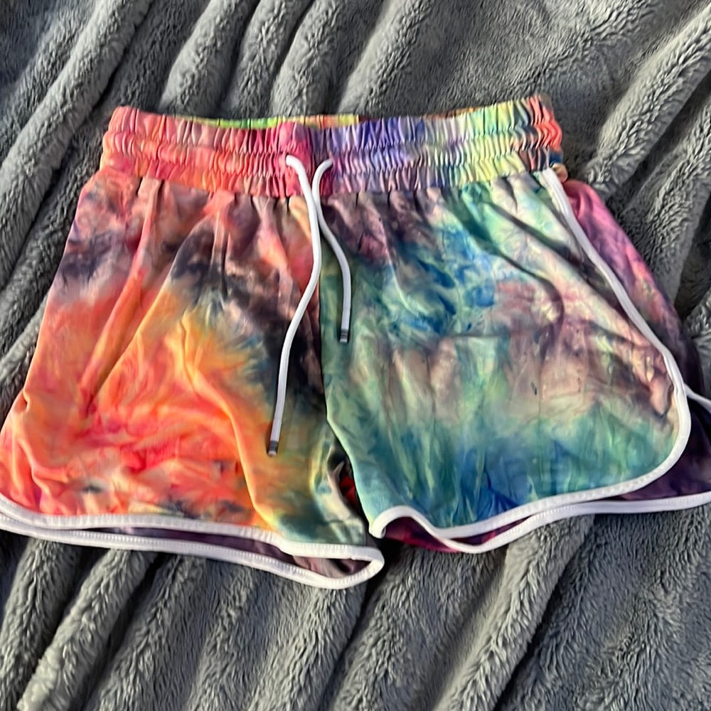 rainbow tiedye shorts